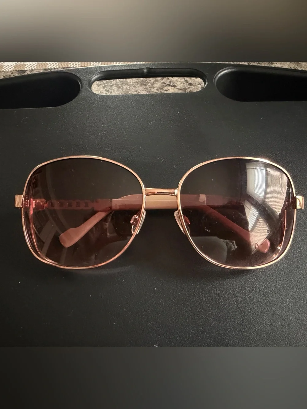 Jessica Simpson Women's Pink-Tinted Rose Gold Aviator Sunglasses Shades NWOT